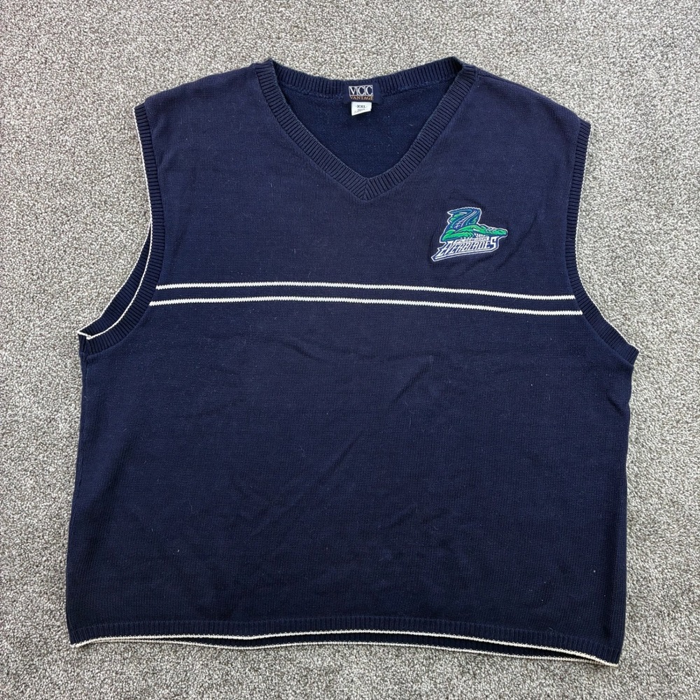 Vintage Florida Everblades Sweater Vest Mens 2XL Navy Blue Knit ECHL Hockey